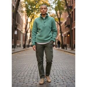 Vintage The‎ North Face Womens Fleece Pullover Mint Green 2 Button Collar Small